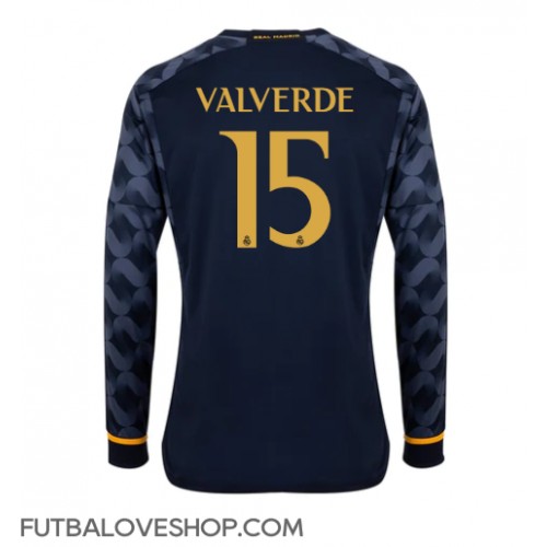 Dres Real Madrid Federico Valverde #15 Preč 2023-24 Dlhy Rukáv